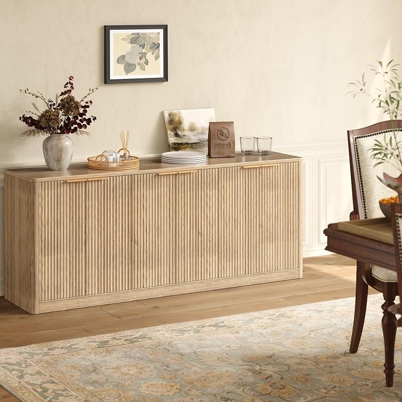 Evermagin 67" Oak Fluted TV Stand for TVs up to 75" image 3