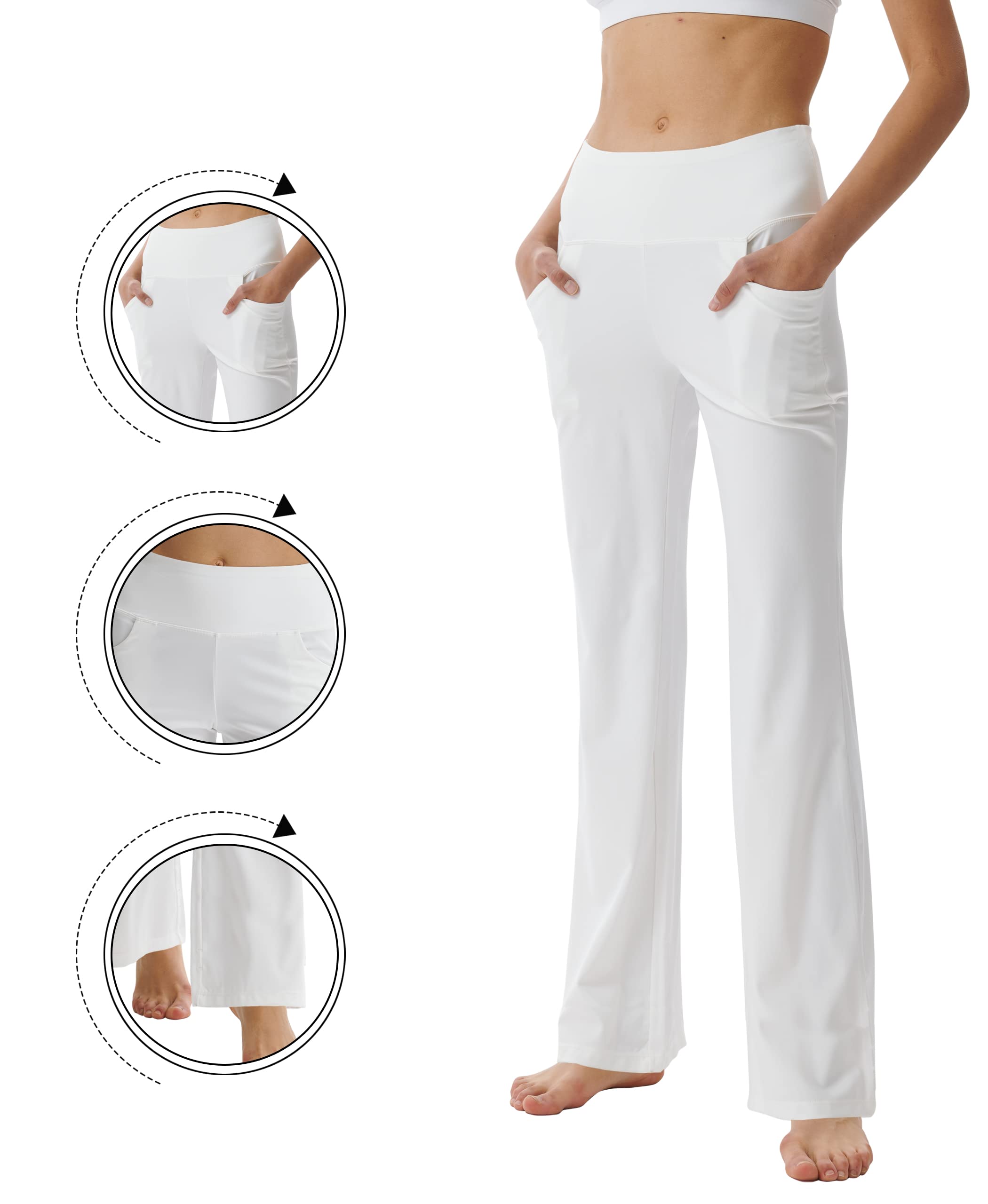 LaiEr Pantaloni da Yoga da Donna con Tasche a Vita Alta Svasata Bootleg Yoga Pantaloni da Allenamento con Tasche Laterali
