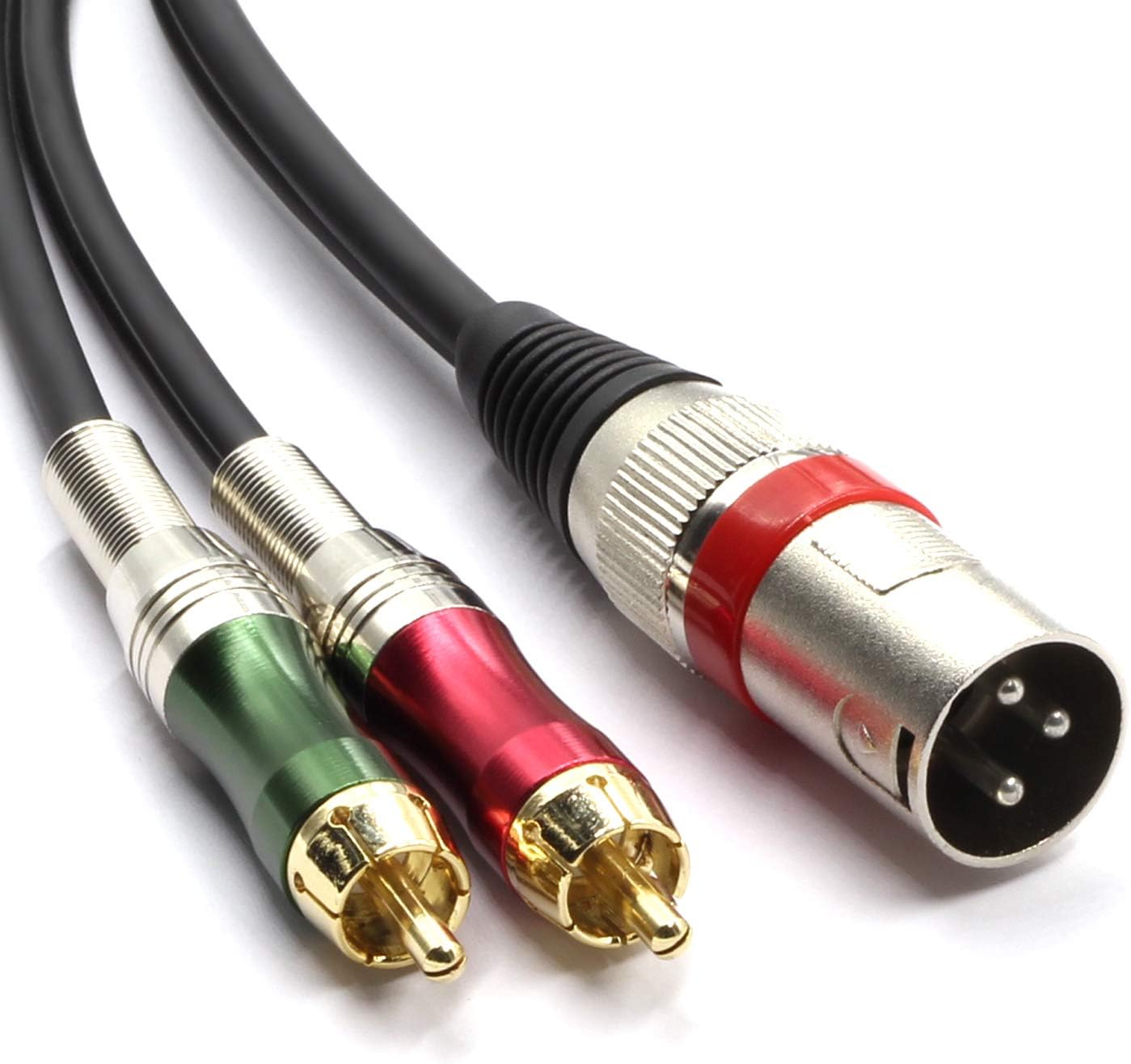 SiYear XLR to 2 x Phono RCA Plug Adapter Y Splitter Patch Cable, 1 XLR Male 3 Pin to Dual RCA Male Plug Stereo Audio Cable Connector (3 Meters)