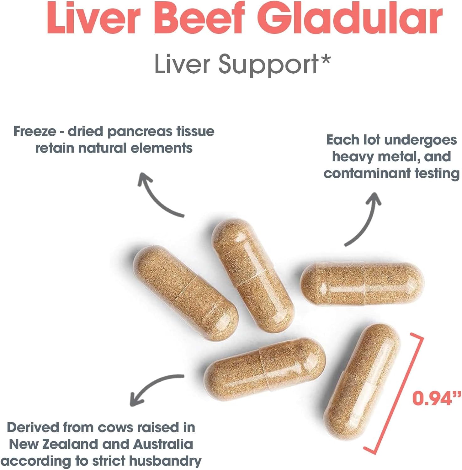 Allergy Research Group ARG Liver Beef Natural Glandular - 1000 mg Bovine Liver - Supports Liver Function - Hypoallergenic Formula - 62 Servings - 125 Count
