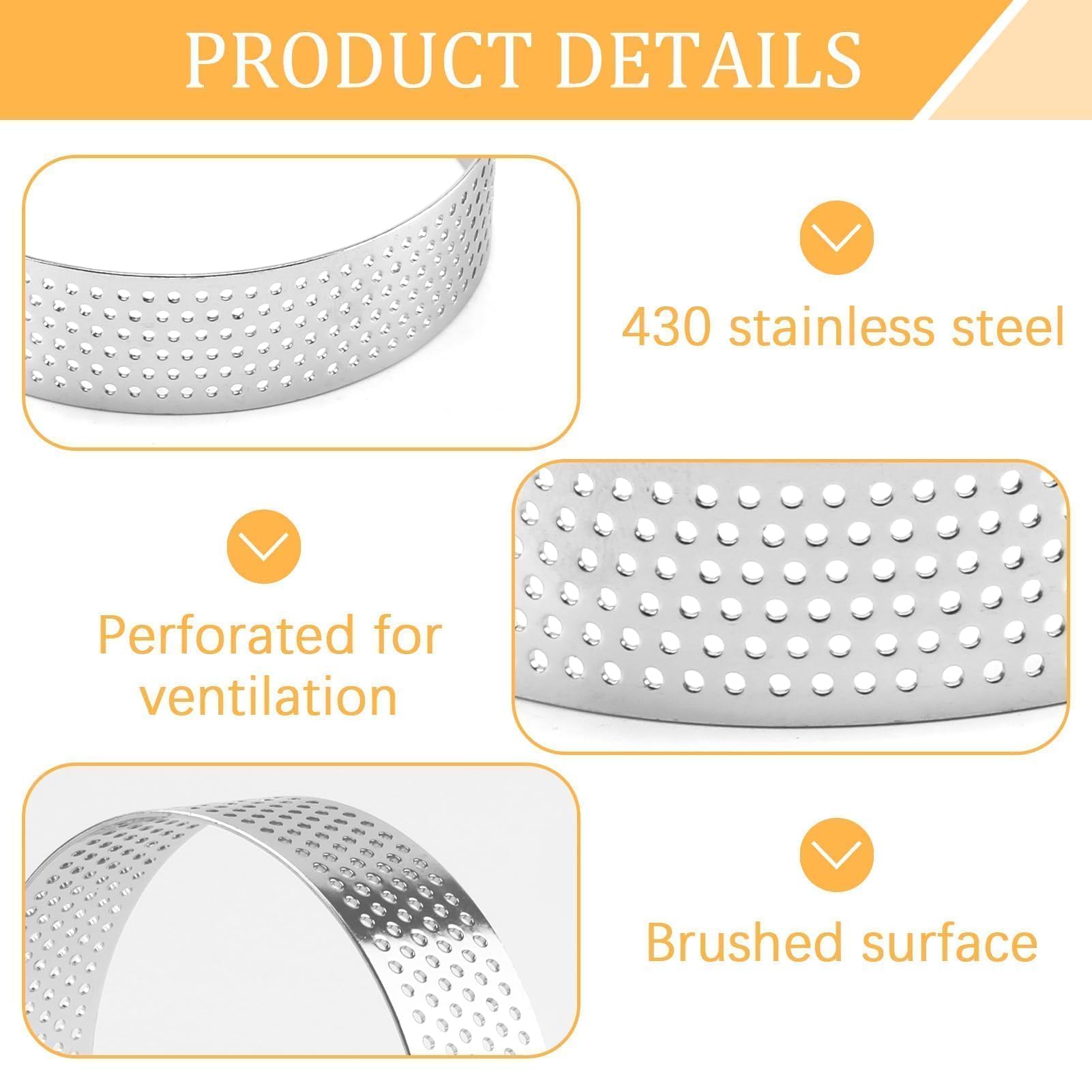 Xanewza Lot De 6 Anneaux De Gâteau, Ovales, Moules à Tarte Microperforés En Acier Inoxydable, 430, Pour Tartes, Pâtisseries, Mini Gâteaux, Mini Pizzas, Muffins (13 X 4 X 2 Cm