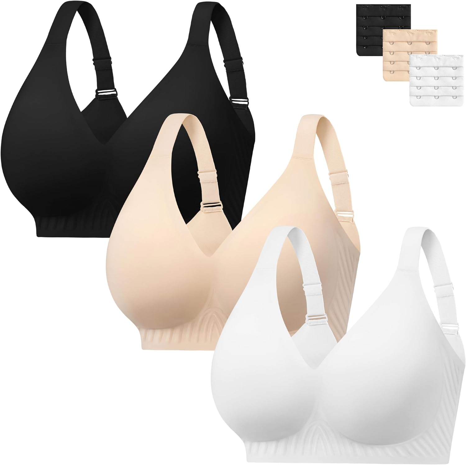 habibee Push Up Bras for Women Plus Size Wireless Full Coverage Bra for Large Breast, Seamless Everyday Bralette 32D-44D