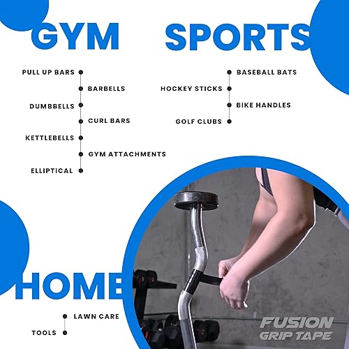 Miniatura 7 de Core Prodigy Fusion Grip Tape - Envoltura de goma de silicona para barras de dominadas, pesas, mancuernas, equipos deportivos y de gimnasio y