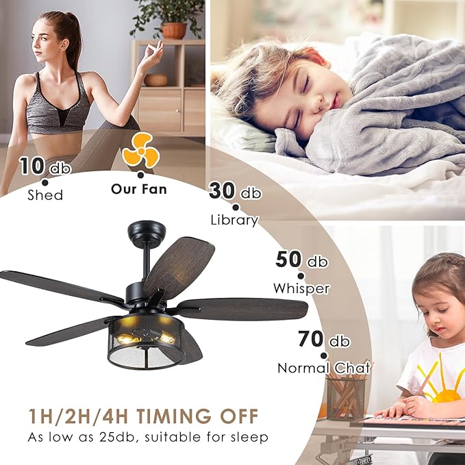 Ventilador de Techo 48 Pulgadas Con Luz y Control Remoto, 6 miniatura 5