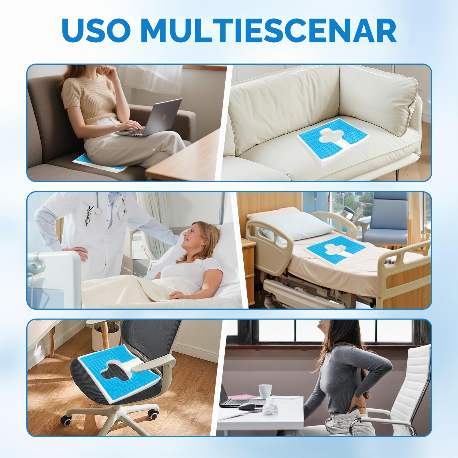 Cojines Antiescaras, Prevención Y Tratamiento de Úlceras por Presión En Coxis-Silla de Rueda, Cojín Antidecúbito para Ancianos Postrados, Apertura En Forma de T