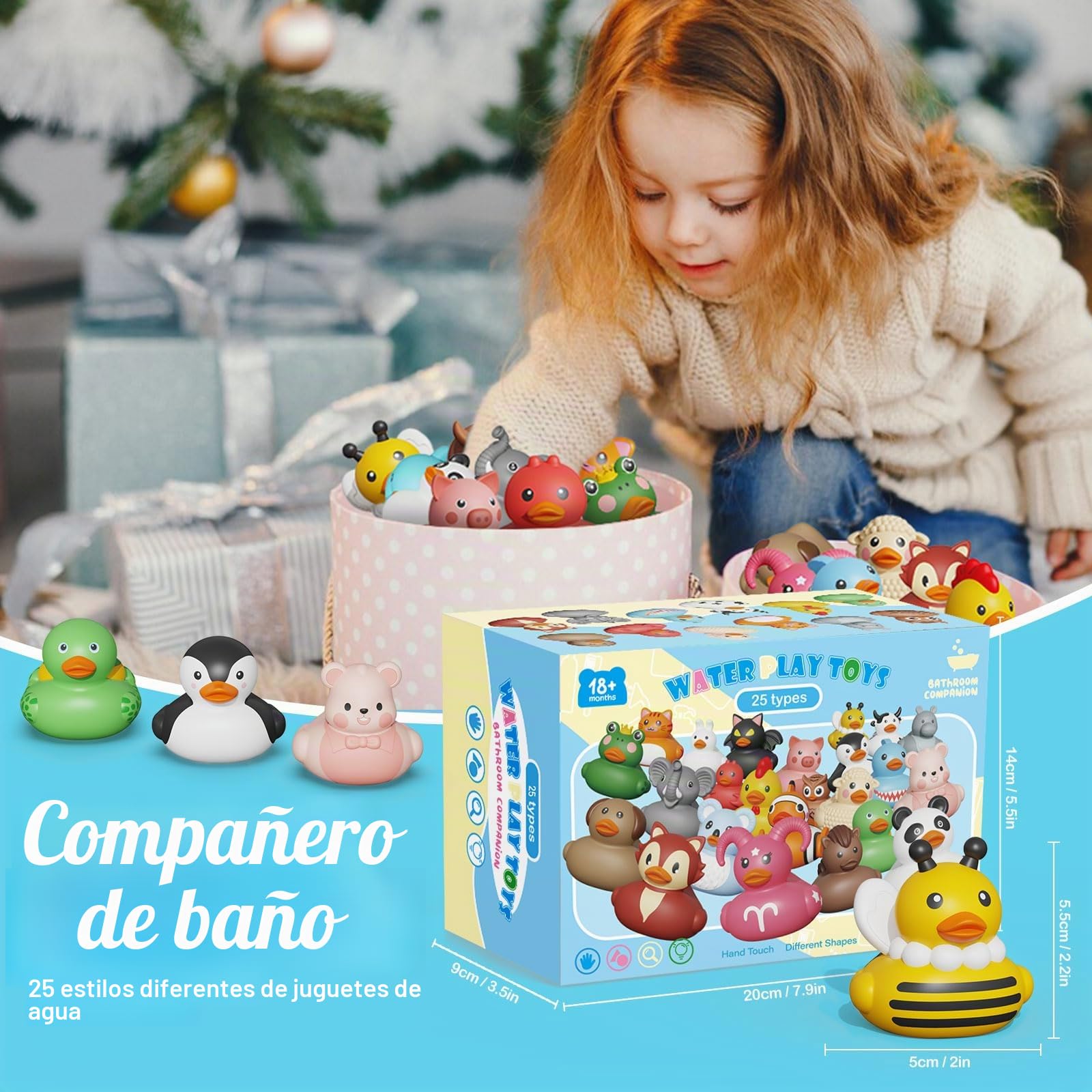 Paquete de 25 patos de goma para baño de bebé, juguetes de baño sellados sin agujeros, juguetes de bañera para piscina, agua, juguete de goma flotante suave para mayores de 18 meses