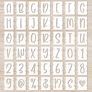 42 Stück Buchstaben Schablonen Set - 10cm Alphabet Zahlen Zeichen