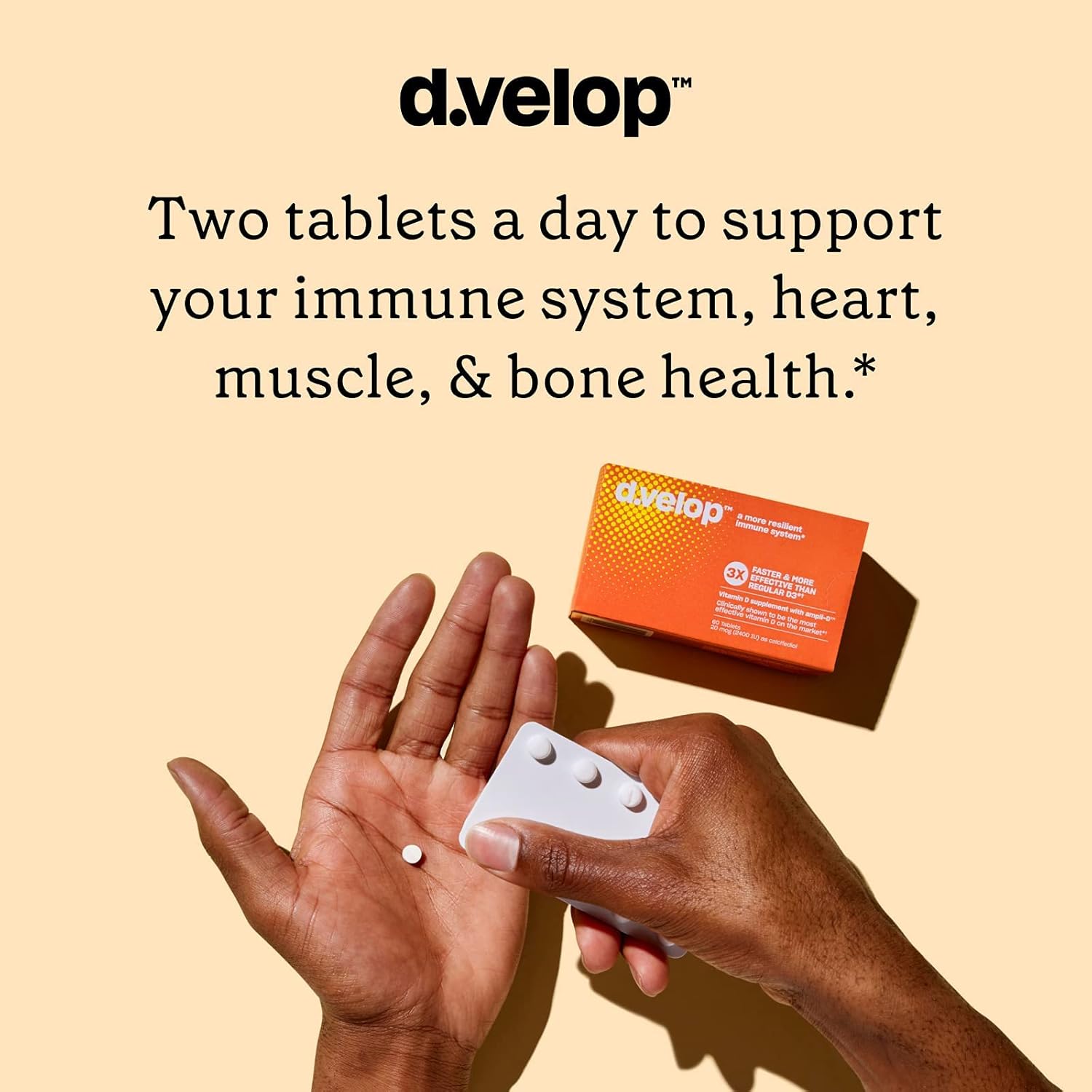 d.velop Vitamin D Supplements 2400 IU, 20 mcg – High Potency Vitamin D3 for Immune Support, Bone & Heart Health – 3X Faster & More Effective - Clinically Tested - Vitamin D Pills, 60 Count : Health & Household