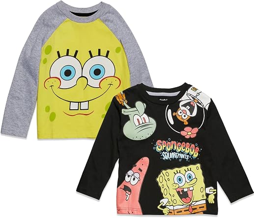 SpongeBob SquarePants Patrick Squidward 2 Pack Long Sleeve T-Shirts Toddler to Big Kid