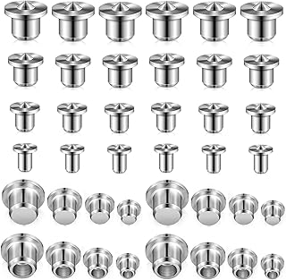 Honoson 32 Pieces Dowel Pins Center Point Set Solid Hollow Dowel Tenon Center Transfer Plugs Pointed Dowel and Tenon Center Kit for Woodworking Tool 1/4, 5/16, 3/8, 1/2 Inch (6/ 8/ 10/ 12 mm)