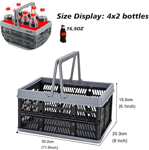 Miniatura 10 de Cajas para almacenamiento, cestas de plástico para organizar, cesta de la compra plegable, caja plegable con asas, caja de almacenamiento plegable,