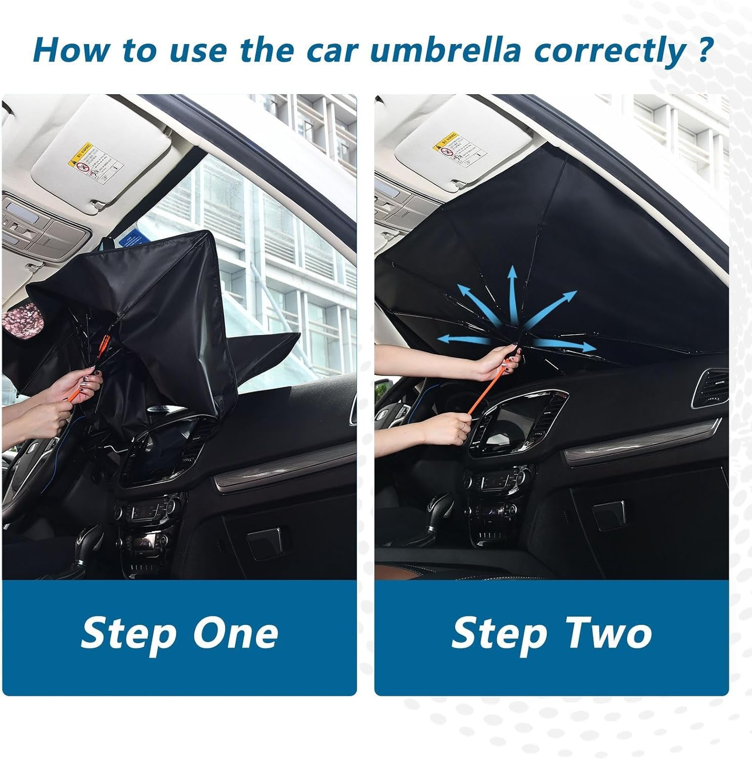 Windshield Sun Shade Auto Rose Gold Black Glitter Sun Visor Bling Sunshades Foldable Umbrella Reflective Interior Protector Automotive Protection Fit Sedan SUV Car, 47.2x58 in
