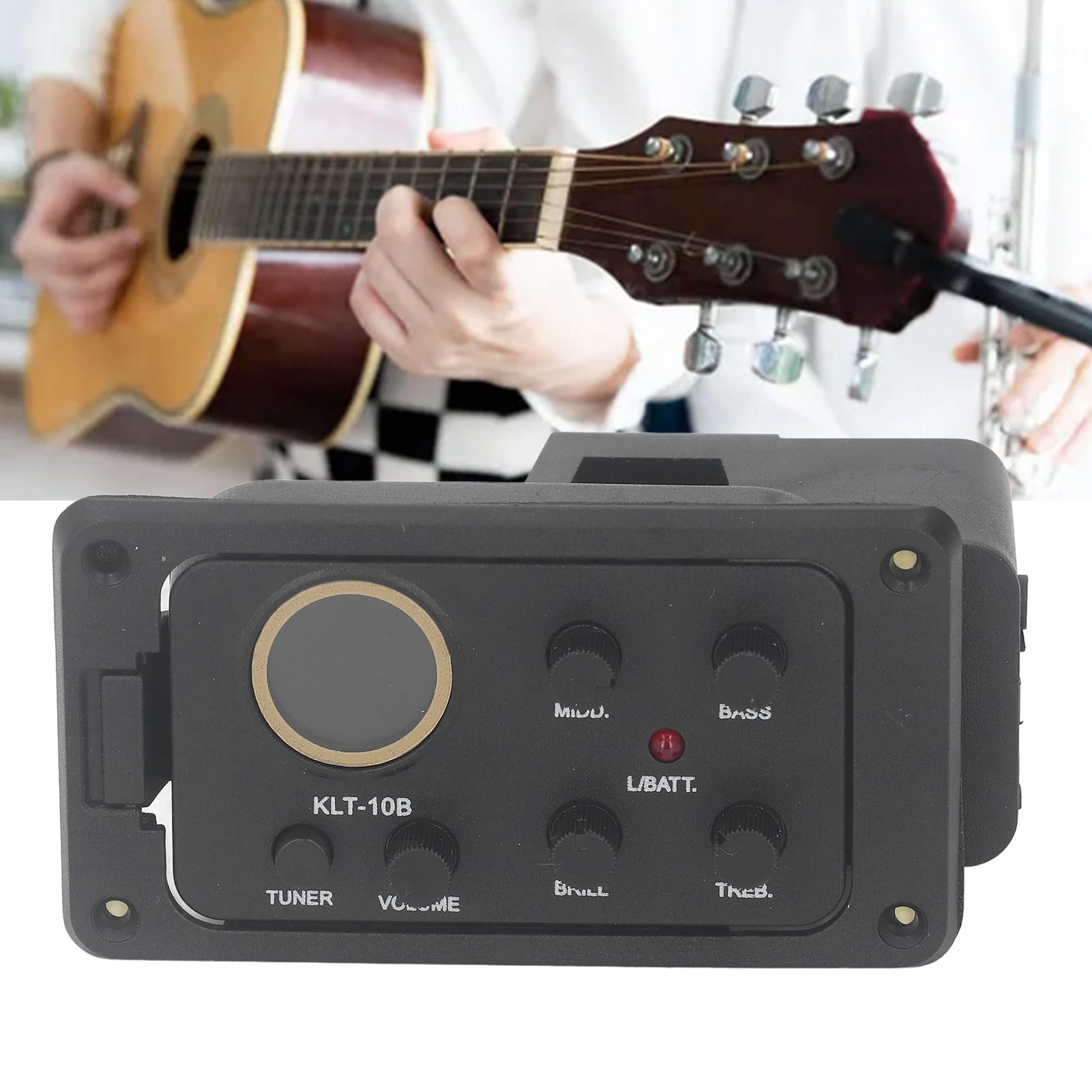 Tonabnehmer für Akustikgitarre 4-Band-EQ-Vorverstärker Equalizer LCD-Tuner Verstärker mit LCD-Display Präzise Klangsteuerung