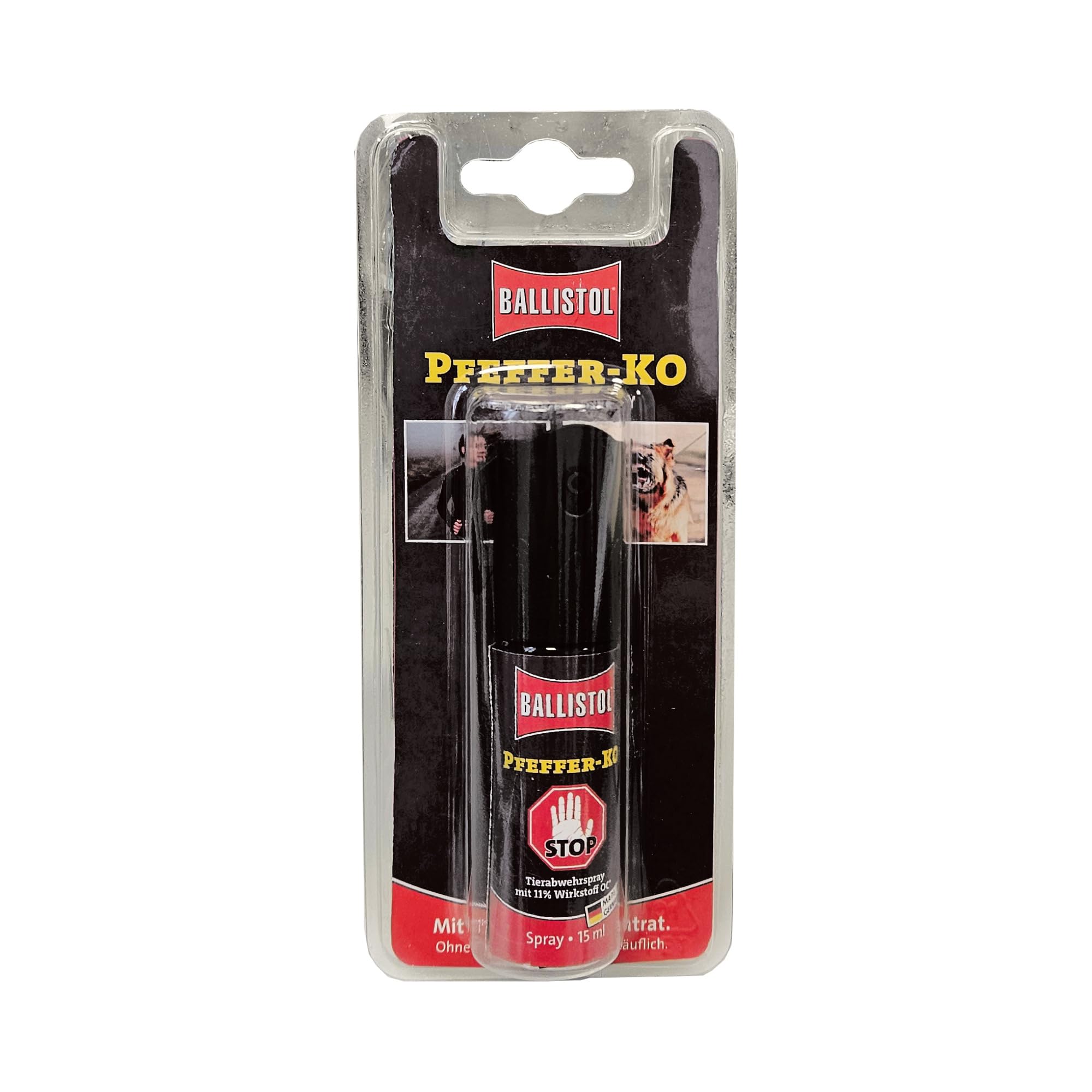 BALLISTOL 24423 Pfeffer-KO 15ml Spray – Tier-Verteidigungsspray– Abwehrspray 4m Sprühweite – Lippenstiftformat