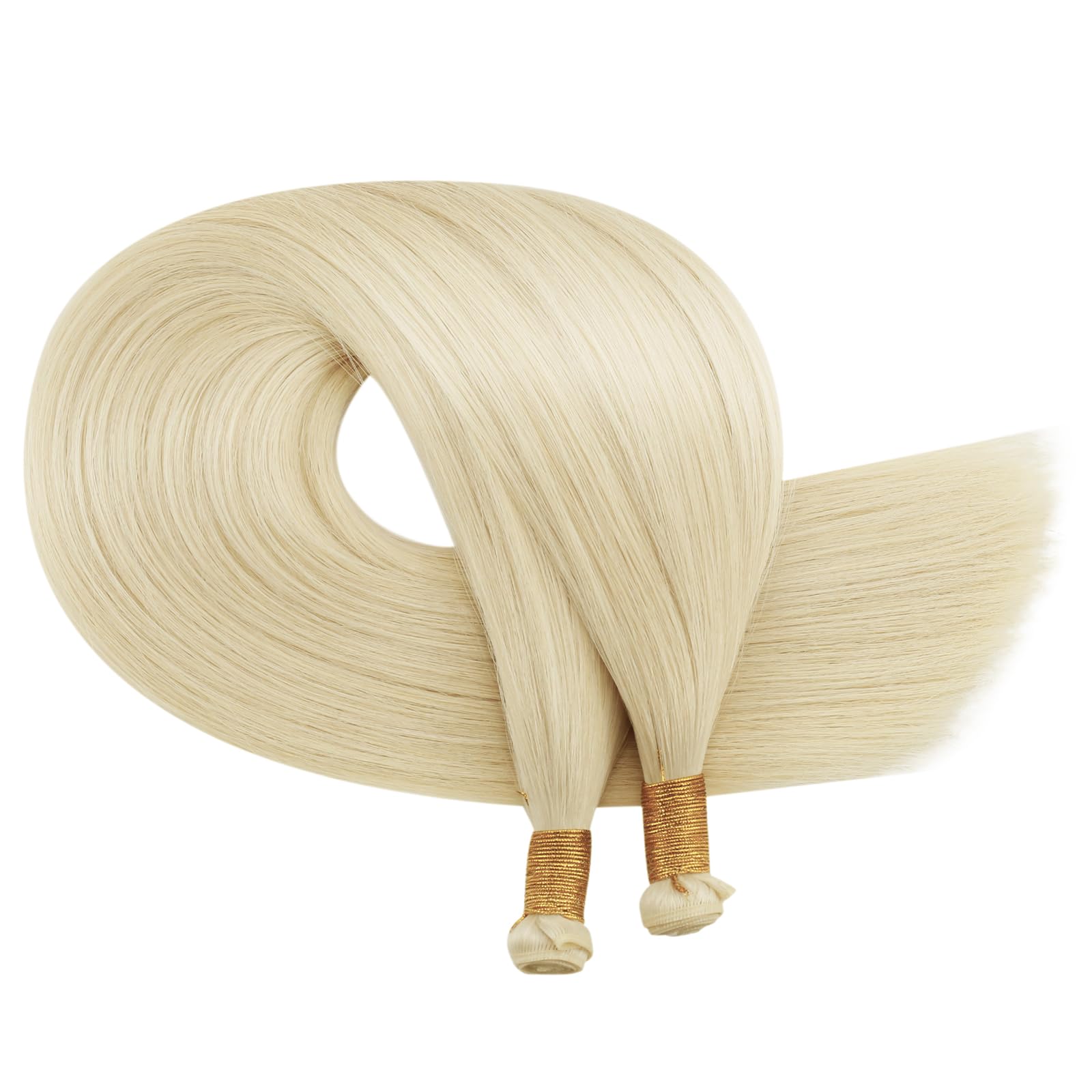 Moresoo Weft Hair Extensions Real Human Hair Medium Brown Highlighted Platinum Blonde Sew in Human Hair Extensions Brown to Blonde Full Head Remy Straight 18 Inch 100g/Pack #P6/60 — view 160