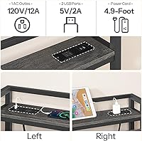 Vista 5 de HOOBRO King Size Headboard, Headboard with 2 Outlets and 4 USB Ports, Adjustable Height, Storage Rack, Sturdy and Stable, Easy Assembly, Charcoal