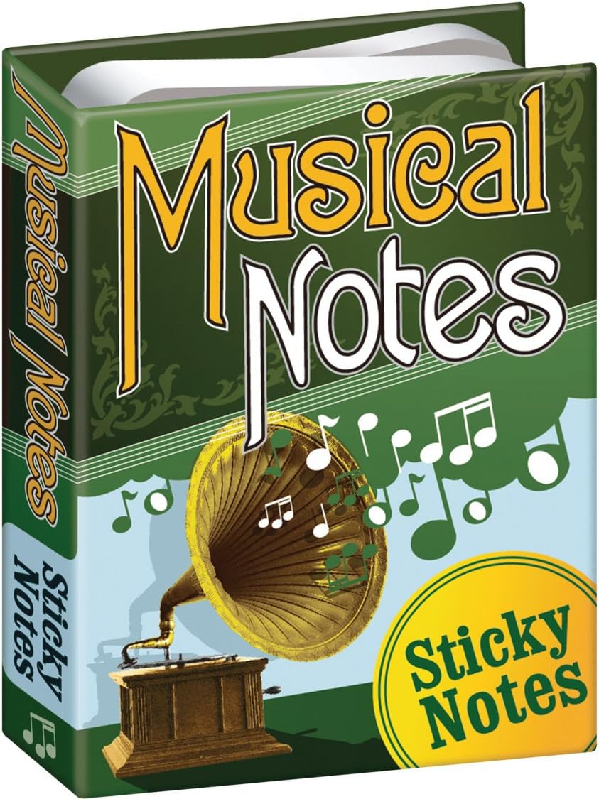 Musical Notes - Sheet Music Themed 3.25" by 4.25" Booklet with Self-Sticky Individual Notes Inside