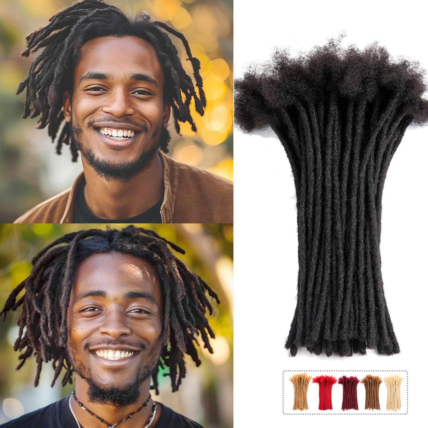 Teresa Dreadlock Extensions 100% Real Human Hair 6 Inch 0.4cm Width Loc Extension Human Hair 30 Strands Full Hand-made Permanent Locs Extensions Can