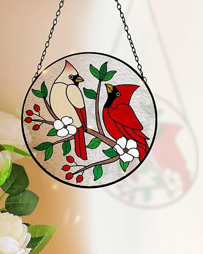 Miniatura 6 de Tuitessine Atrapasoles de flores silvestres coloridas flores para colgar en la pared, adorno para colgar en la pared, panel de vidrio pintado a mano