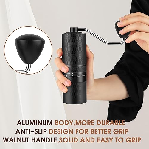 Miniatura 5 de Molinillo de café manual portátil  60 ajustes de molienda de precisión, molino cónico de acero inoxidable para expreso, prensa francesa y viajes