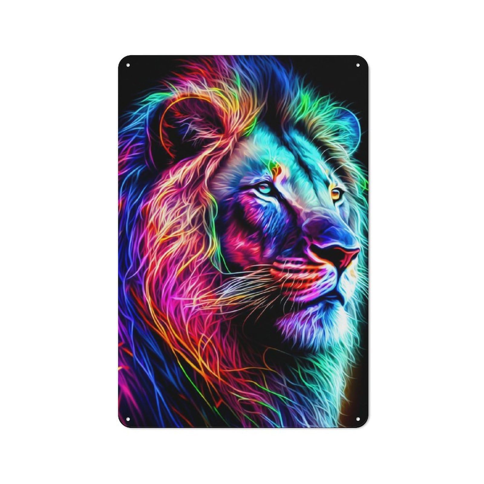 Junmoney Neon Lion Vintage Tin Wall Plaque 30X20cm For Workshop Wall, A Decorative Christmas Gift For Makers And Diy Enthusiasts