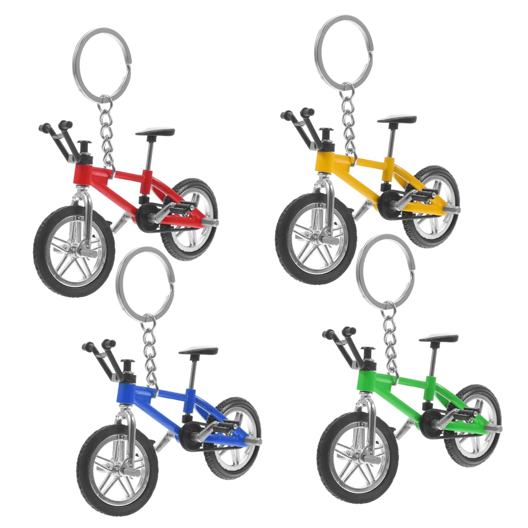 LABRIMP 4pcs Finger Mountain Bike Keychain Pendants Model Decor for Display Realistic Simulation Bike Models