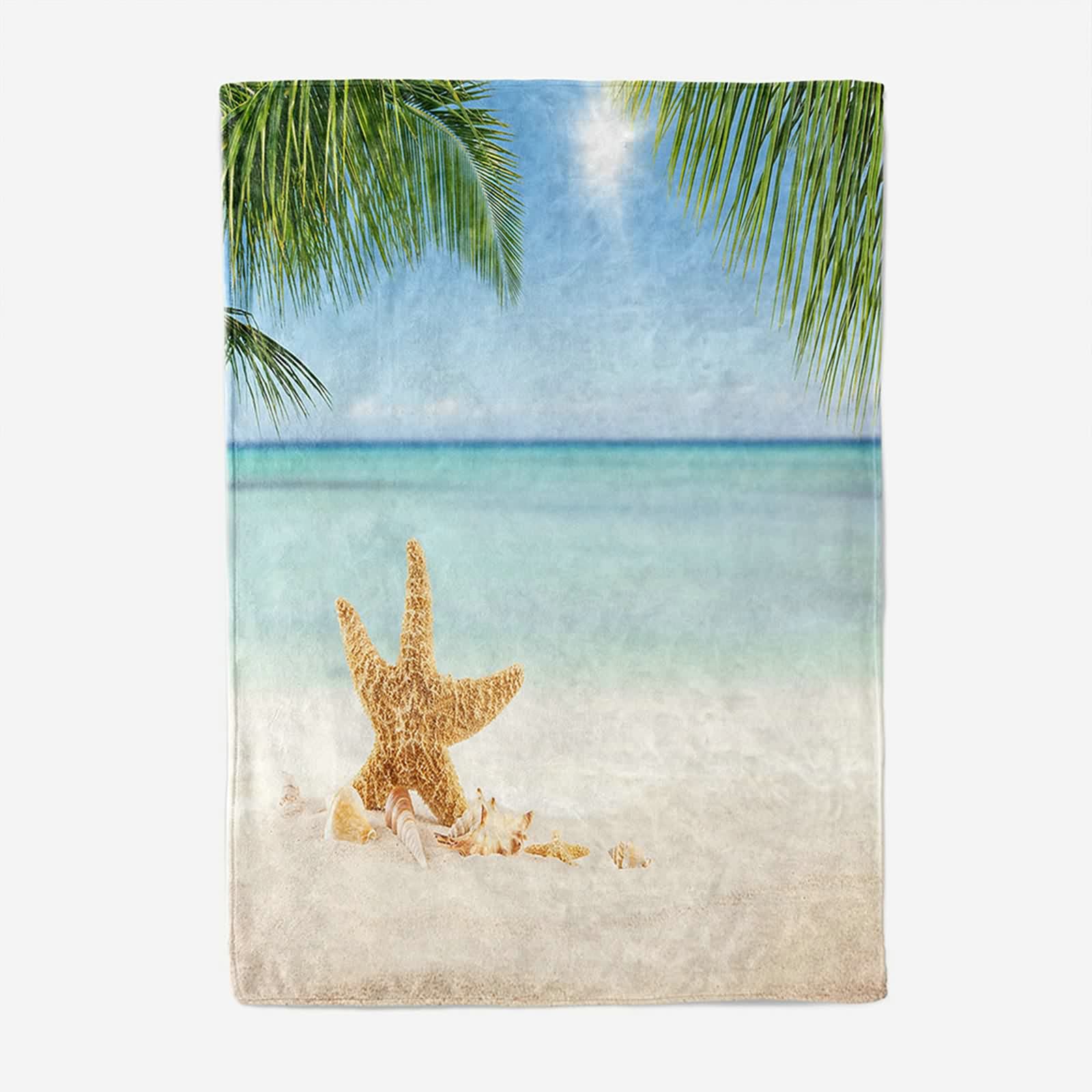 Aeici Couverture Polaire, Couverture Plaid Polaire Couverture 160x200 cm Coquillages de Plage Couverture Canapé pour Salon Lit