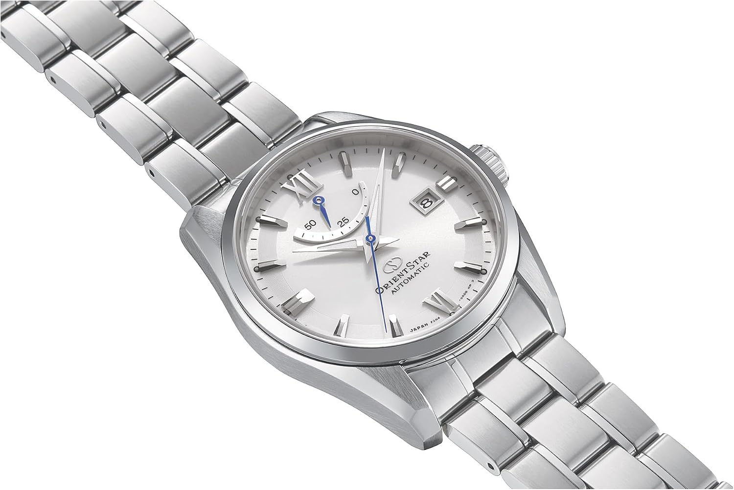 Orient Star Power Reserve Sapphire Glass Steel Bracelet Silver Dial Dress Watch RE-AU0006S