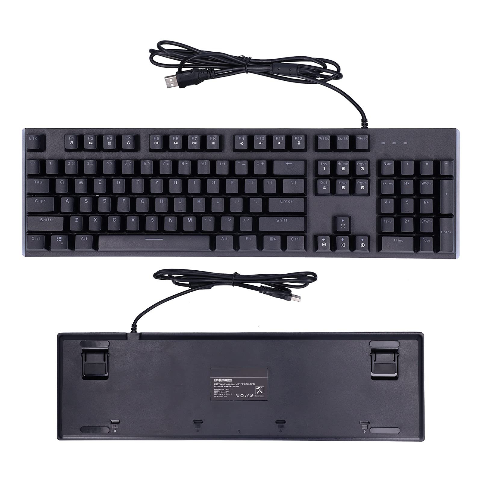 Zunate Klawiatura Mechaniczna, 104 Klawisze Przewodowa Mechaniczna Klawiatura do Gier do Laptopa do Gier PC, LC z osią optyczną, Ergonomiczne Nakładki Antypoślizgowe