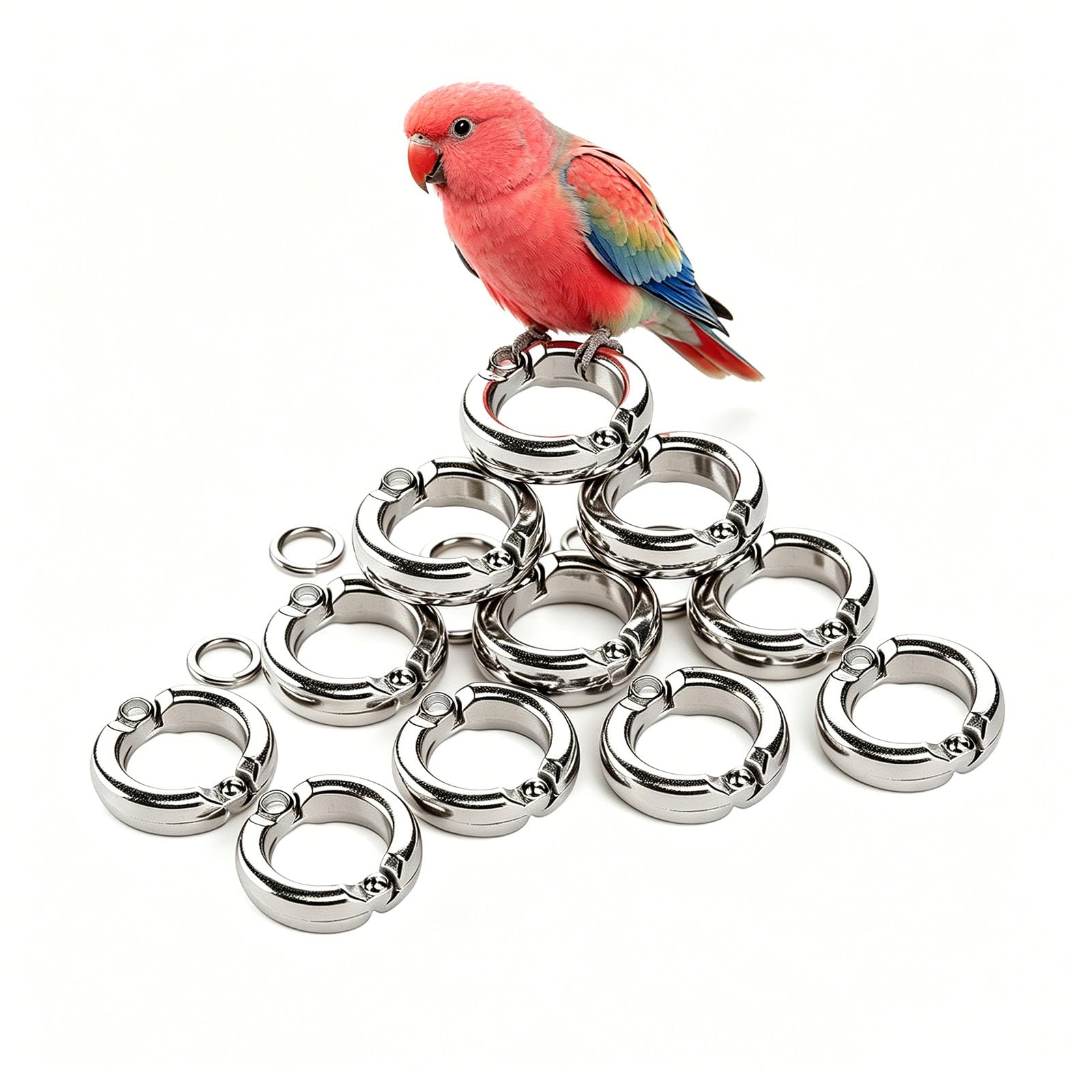 pájaro con las piernas cerradas, Patas de loro for entrenamiento aves, actividad con mosca al aire libre, cadena for pies, tobillo 4-15mm(100 pieces,15mm)