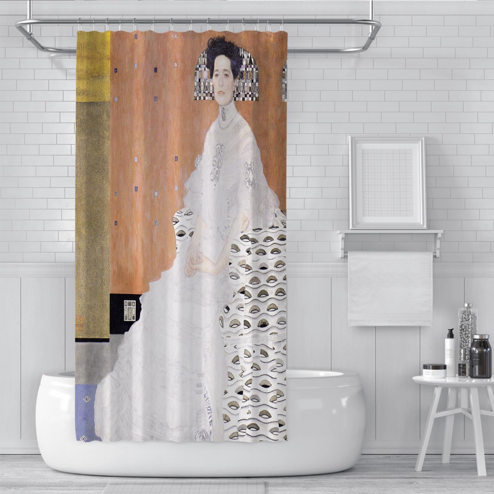 Cortina de Ducha de baño de Retrato Elegante Cortinas de Ducha de Tela de poliéster Lavables Impermeables Cortina de baño Decorativa de Arte Moderno 200x200cm