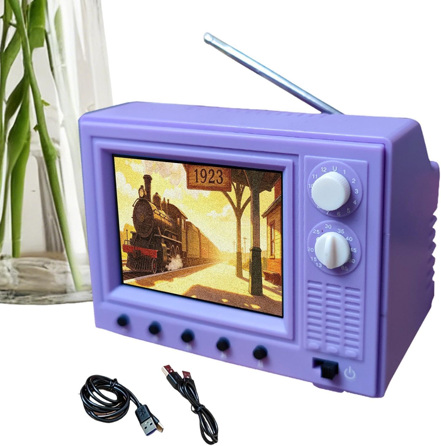 Toy TV - Mały ekran 720P Pamięć 8 GB Dekoracja domu - Vintage Pocket Home | do domu, salonu, sypialni, kuchni, akademika, przedpokoju, wejścia, stołu, półki,