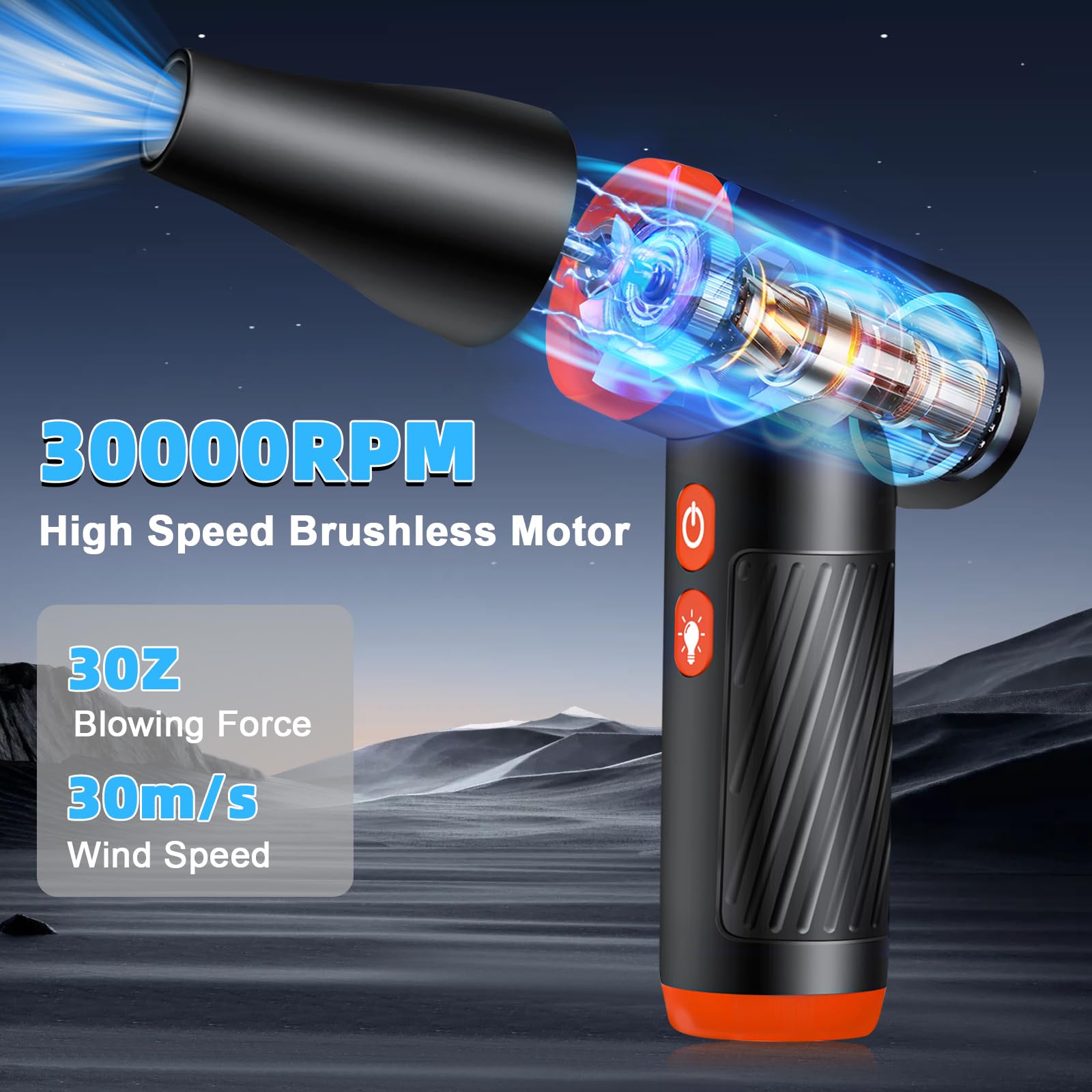 Soffiatore/Aspirapolvere Elettrico Smiling Shark J02 - 150000 Giri/Min, Batteria 8000mAh, Per PC, Auto, Casa