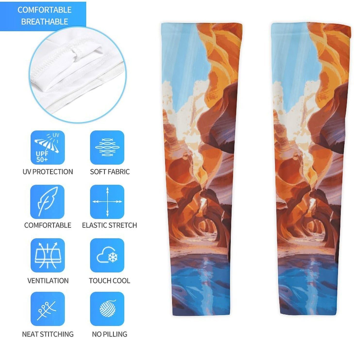Antelope Canyon Arm Sleeves for Men Women Sun Protection Sleeves Cooling Compression Arm Covers for Sport