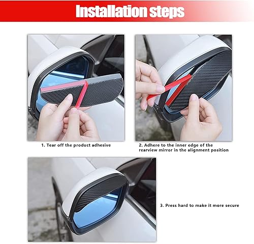 Miniatura 4 de GKmow Pack-2 Car Rear View Mirror Rain Visor Guard, Waterproof Carbon Fiber Car Side Mirror Rain Eyebrow, Car Rain Visor Guard for Most Cars, Trucks