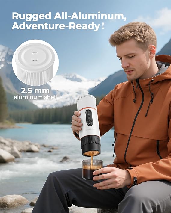 Portable Espresso Maker 20 Bar SelfHeating & Auto-off | 13500 mAh Battery Brews 8 Shots | 12 V Mini Coffee Machine Compatible with Nespresso Original Pods | Car/Travel/Camping