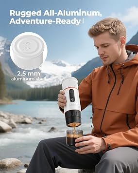 Portable Espresso Maker 20 Bar SelfHeating & Auto-off | 13500 mAh Battery Brews 8 Shots | 12 V Mini Coffee Machine Compatible with Nespresso Original Pods | Car/Travel/Camping