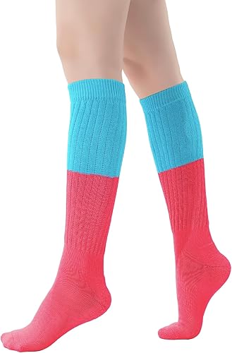 Miniatura 7 de Calcetines holgados de neón para mujer de los años 80 y 90, calcetines altos hasta la rodilla, suaves y extra largos, calentadores de piernas,