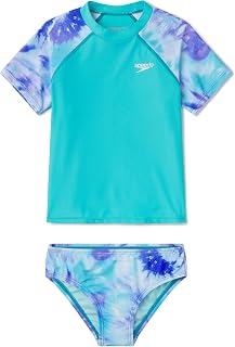 Girl's Uv Swim Shirt Short Sleeve Rashguard Set