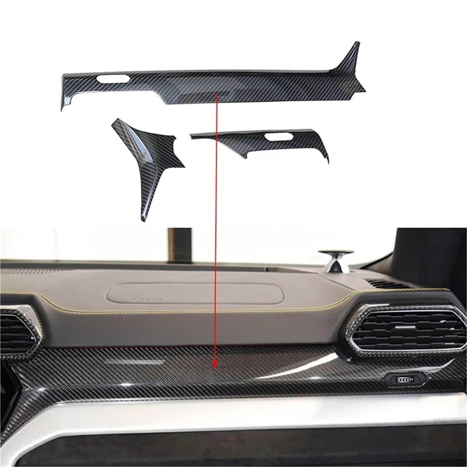 Pour Lamborghini URUS carbone sec conduite à gauche tableau bord Console centrale panneau garniture couverture intérieure Revêtement carbone console centrale Kit fibre