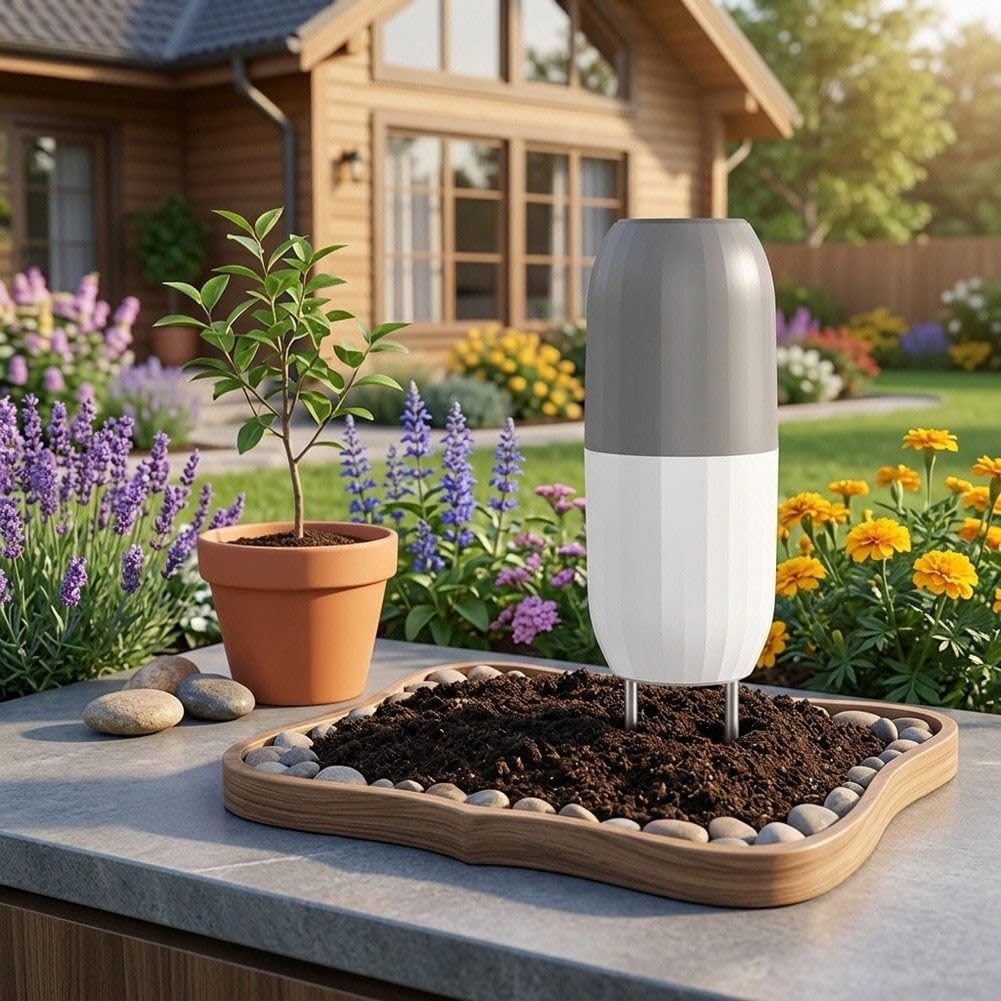 Drahtloser Bodenfeuchtemesser mit WLAN für Smart Garden Überwachung, Präzise Erdfeuchte und Temperatur Sensor Messung, Automatische Pflanzenpflege Gerät