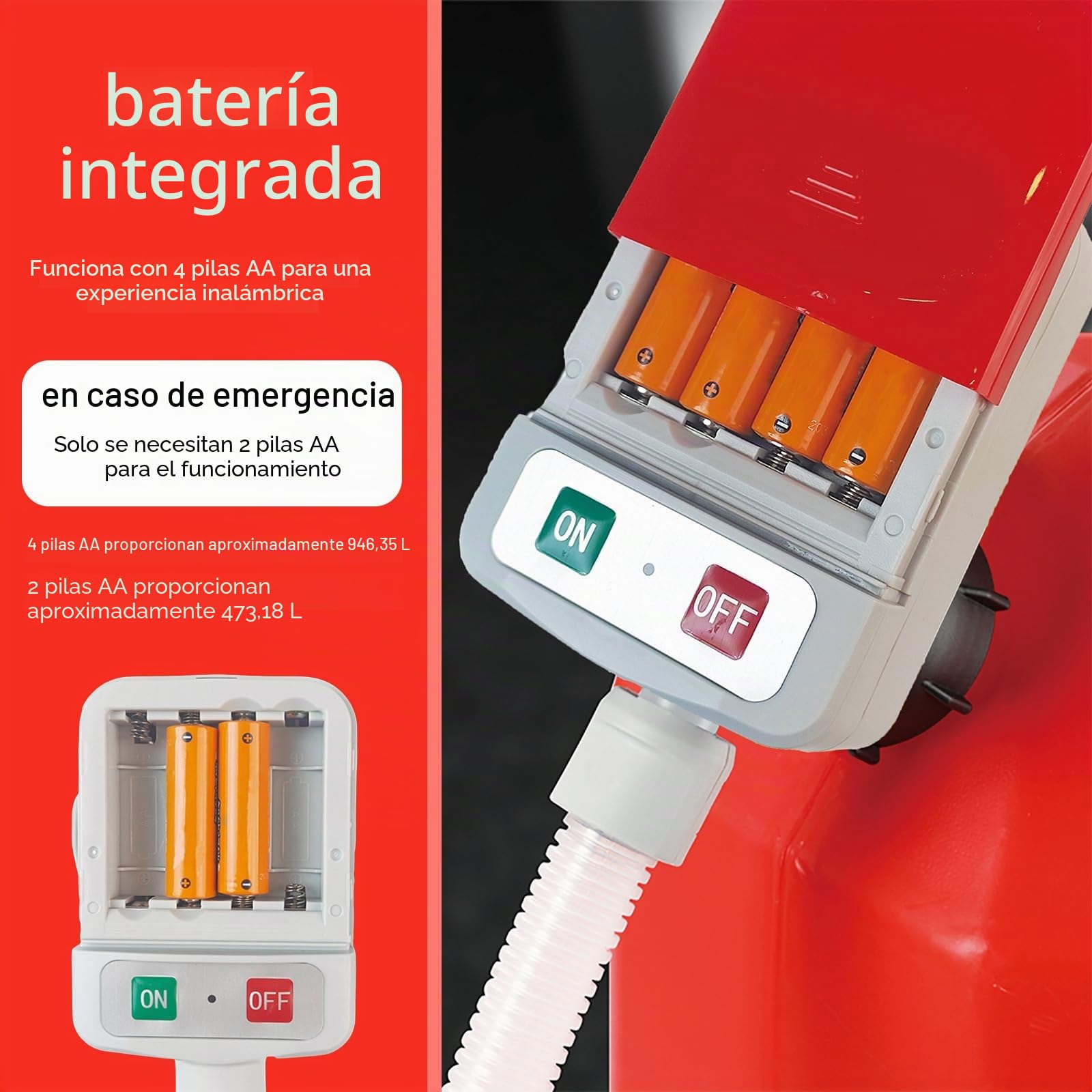 Bomba de combustible HOSPAOP, eléctrica, con parada automática, para bidones de gasolina, diésel y aceite, roja, de 20 litros, ABS