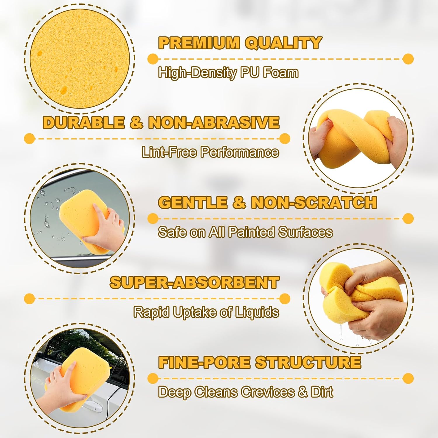 2PCS Large Car Wash Sponge - Reusable Cleaning Sponges Grout Sponge Extra Thick High-Density Pottery Sponges, Scratch-Free, Super Absorbent for Auto Detailing, Waxing, and Vehicle Cleaning image 3