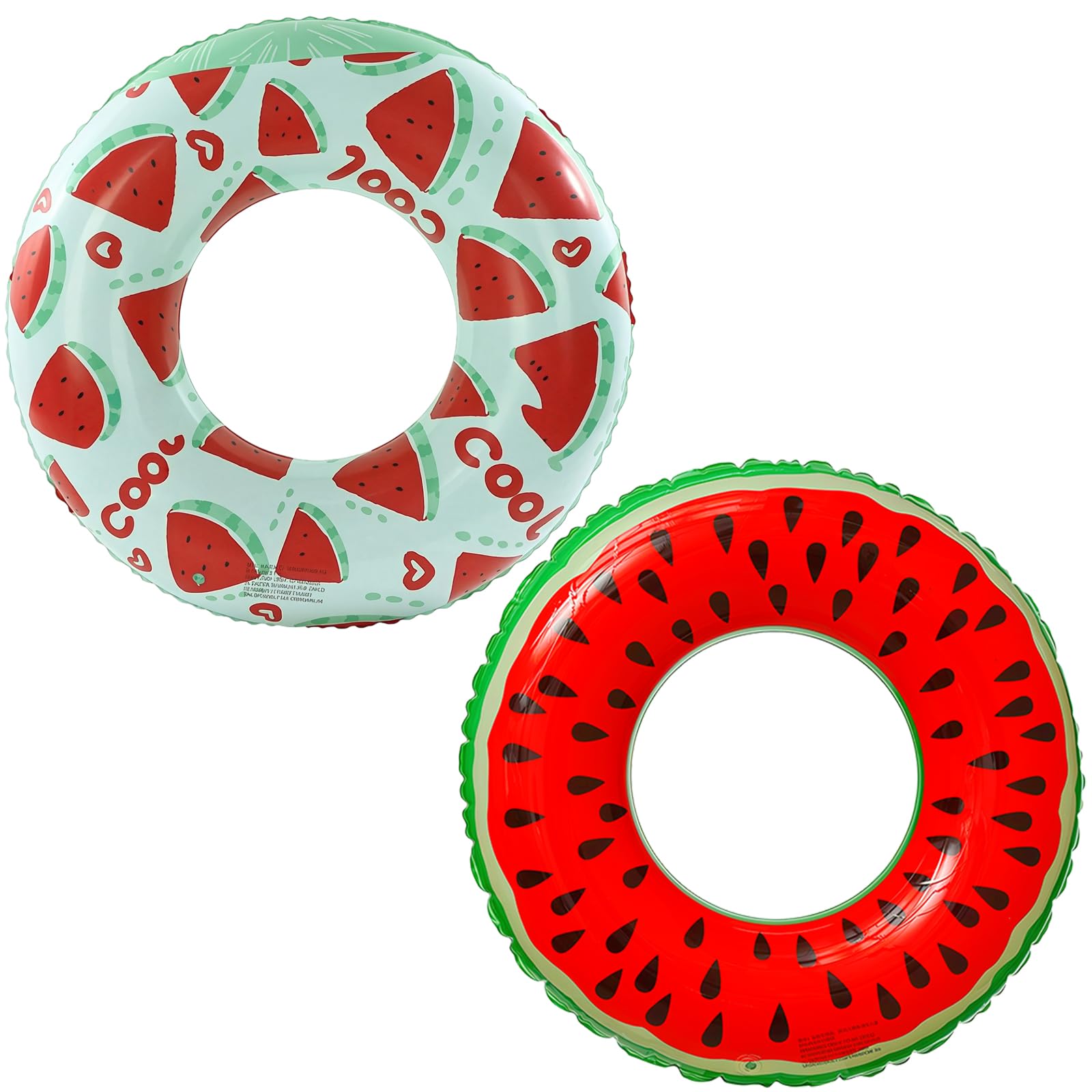 Inflatable Swimming Rings 70cm 2 Pack, Watermelon Pool Floats for Kids, Fruit Swim Rings, Rubber Rings for Beach, Garden Paddling Pool, Summer Water Toys