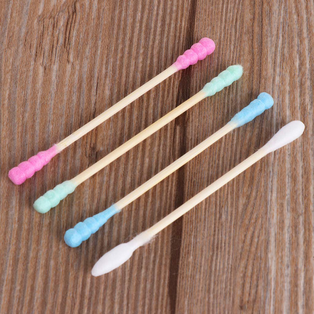 BOGEEL 100Pcs Cosmetic Makeup Cotton Swab Stick Double for Head Ear Buds Tools,Cotton