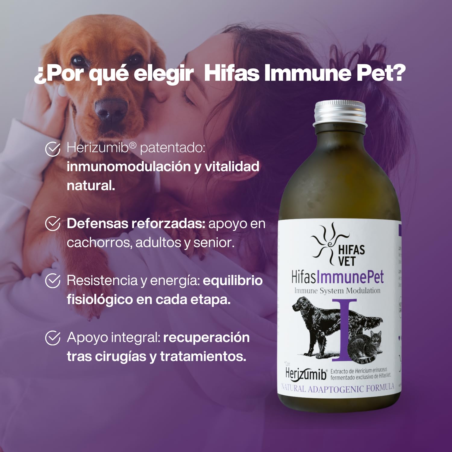 HIFAS Vet - Immune Pet Suplemento para Perros y Gatos, Alimento Complementario para reforzar el Sistema Inmunitario - 250 ml