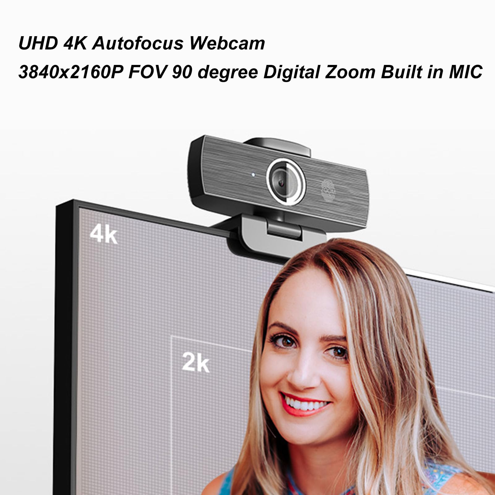 Kamera Internetowa 4K H500 USB z Mikrofonem z Redukcją Szumów, Autofokus, Widok Pod Kątem 90° - do Przesyłania Strumieniowego