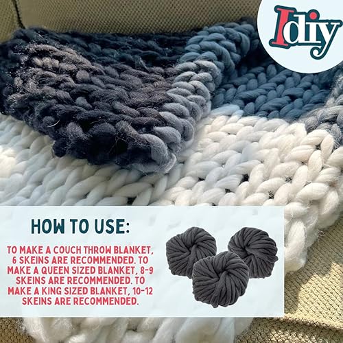 Miniatura 3 de Paquete de 3 hilos gruesos de lana vegana (37 yardas cada madeja), hilo grueso y cálido blanco perfecto para manta suave, mantas de bebé, regalos