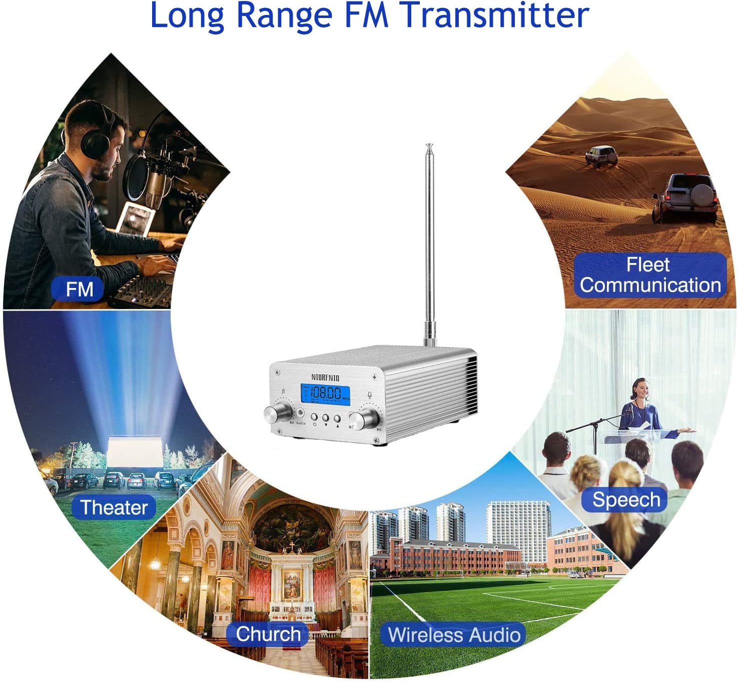 80% оƒƒ Dіѕсоunt 1W / 6W PLL FM Transmitter Radio Stereo Station Wireless Broadcast+TNC Antenna for Drive-in Church Supermarket School (grey2)