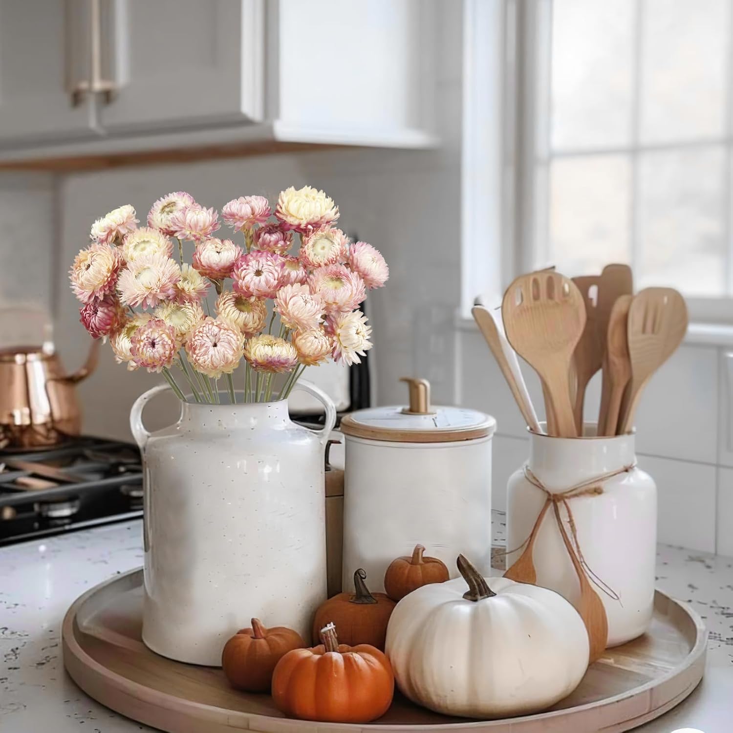 20 Pcs Natural Dried Daisy Flowers Bouquet Dried Flower Pink Daisies Dried Sunflowers Chrysanthemum with Stem for Wedding Farmhouse Table Vase Decor Home DIY Flower Arrangement - Image 4